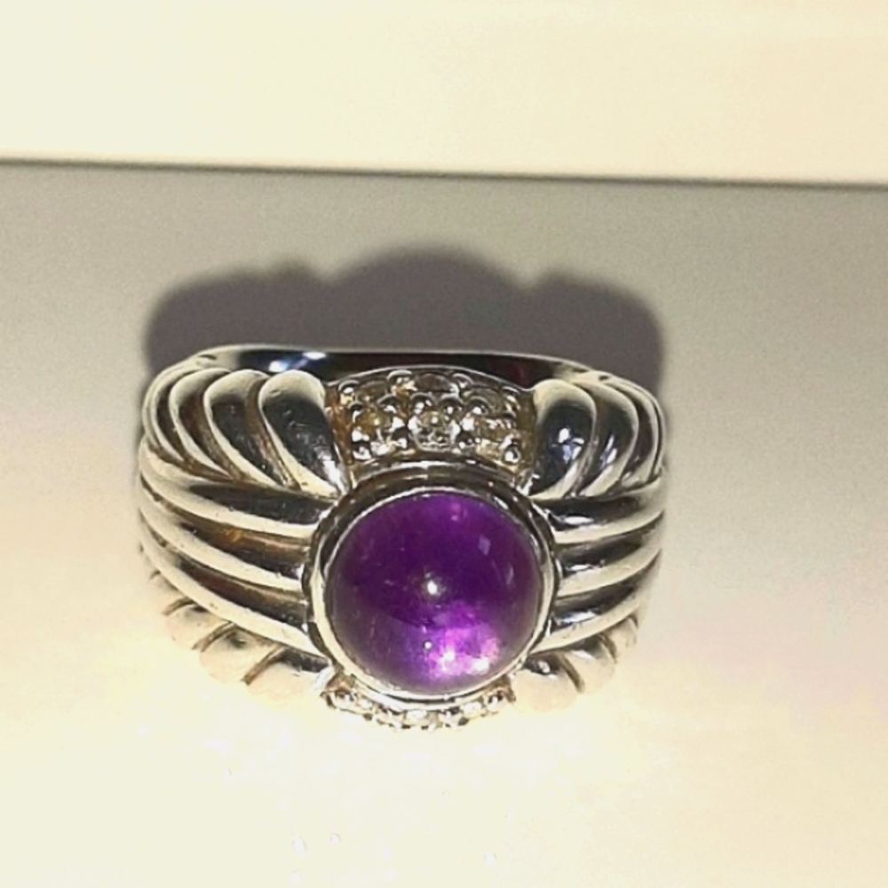 Judith Ripka .925 Sterling Silver Amethyst CZ Size 7